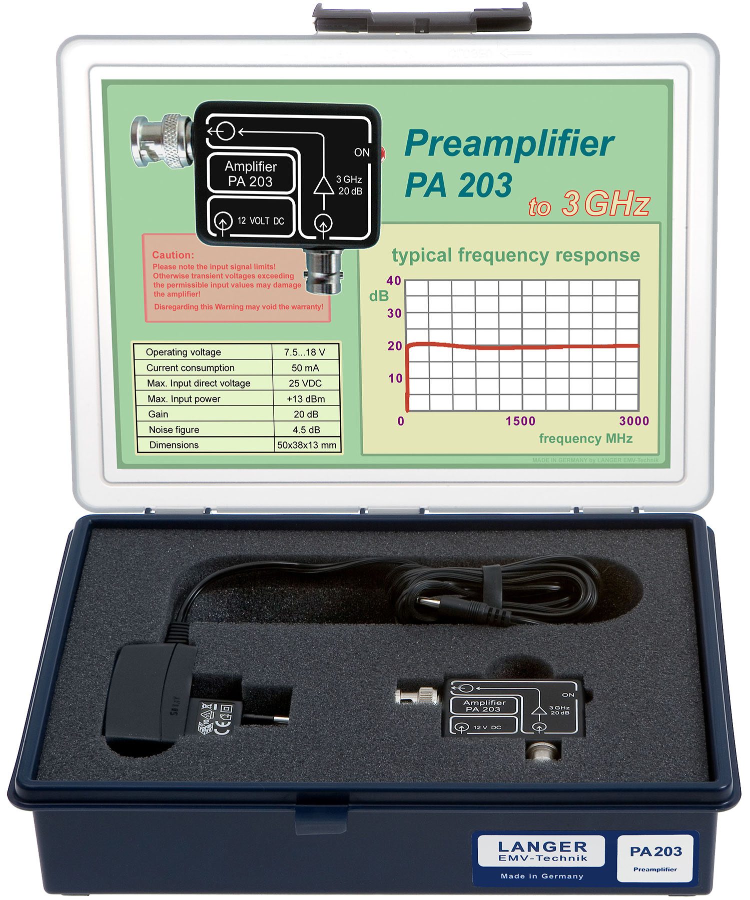 PA 203 BNC set, Preamplifier 100 kHz up to 3 GHz