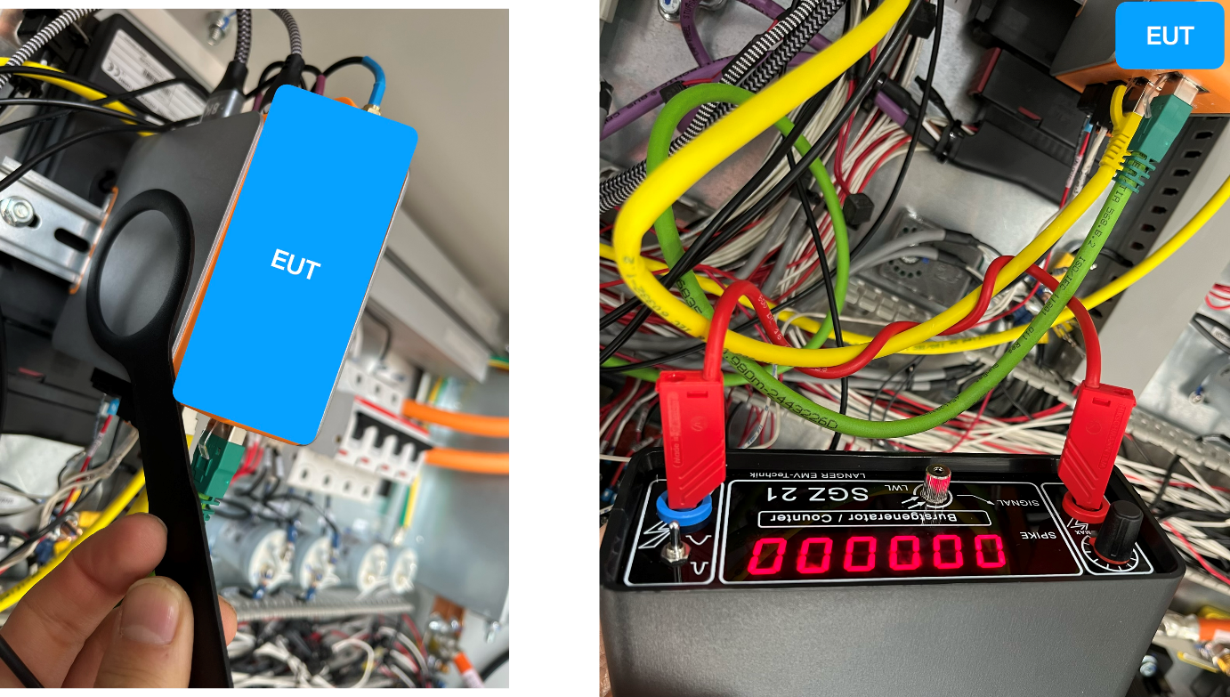 Störeinkopplung am Rechnermodul und magnetische Einkopplung in ein Ethernet-Kabel